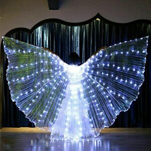 halloween belly dance led angel wings,bar belly dance light up stage wear 360 degrees performance props led wing for women(white)