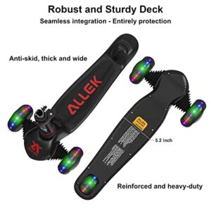 Allek Kick Scooter Foldable F02, 3-Wheel LED Flashing Glider and 4 Adjustable Height with Anti-Slip Thick Deck Push Scooter for Children 3-12yrs (Black)