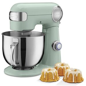 Cuisinart SM-50G Precision Master 5.5-Quart 12-Speed Stand Mixer with Mixing Bowl, Chef's Whisk, Flat Mixing Paddle, Dough Hook, and Splash Guard with Pour Spout, Agave Green, Manual