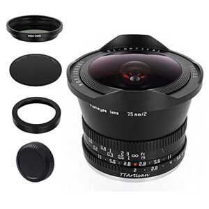 ttartisan 7.5mm f2.0 aps-c large aperture cameras lens fisheye lens with nd 1000 filter compatible with fuji x mount camera x-a1, x-a10, x-a2, x-a3, x-a5, x-a7, x-m1, x-m2, x-h1, x-t1, x-t10, x-t2