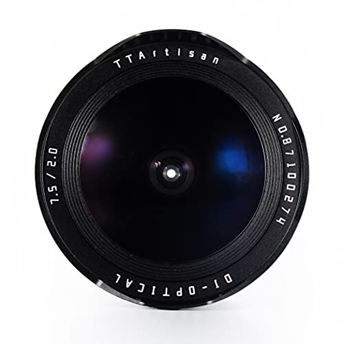 TTArtisan 7.5mm F2.0 APS-C Large Aperture Cameras Lens Fisheye Lens with ND 1000 Filter Compatible with Fuji X Mount Camera X-A1, X-A10, X-A2, X-A3, X-A5, X-A7, X-M1, X-M2, X-H1, X-T1, X-T10, X-T2