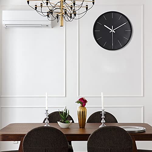 DIYZON Minimalist Wall Clock, 12'' Modern Luxury Silent Clock, No Ticking Quartz Movement, Battery Powered Wall Clock, Easy to Read, Decorating Bedroom Kitchen School Office