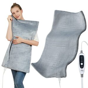 heating pad for back pain relief, caromio 33"x17" extra large electric heating pads for cramps neck and shoulders, moist & dry heat therapy,2h auto off,4 temperature settings,machine washable