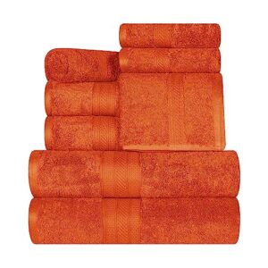 superior long staple combed cotton 8-piece solid towel set, washcloths 13” x 13”, hand towels 16” x 30”, bath towels 27” x 54”, sandstone