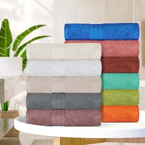 SUPERIOR Long Staple Combed Cotton 8-Piece Solid Towel Set, Washcloths 13” x 13”, Hand Towels 16” x 30”, Bath Towels 27” x 54”, Sandstone