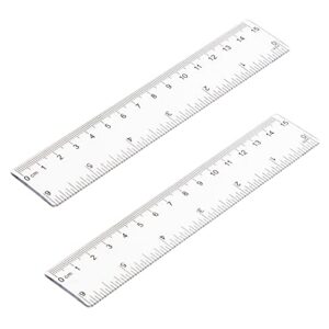 pletpet 2 pack 6 inch clear plastic ruler straight shatterproof rulers transparent rulers for student school office supply ruler (clear)