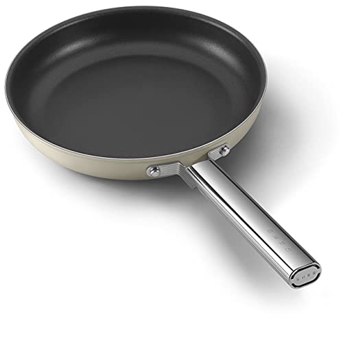 Smeg CKFF2801CRM Frying Pan 28cm Cream, Non-Stick, Aluminium, Patented Base