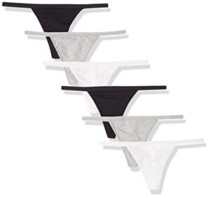 amazon essentials women's cotton thong string underwear, pack of 6, neutral, medium