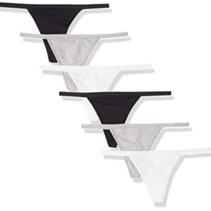 Amazon Essentials Women's Cotton Thong String Underwear, Pack of 6, Neutral, Medium