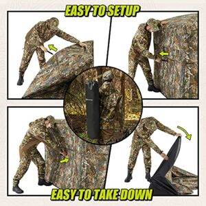 TIDEWE Hunting Blind See Through with Carrying Bag, 2-3 Person Pop Up Ground Blinds 270 Degree, Portable Durable Hunting Tent for Deer & Turkey Hunting (Camouflage)