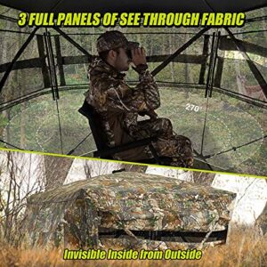 TIDEWE Hunting Blind See Through with Carrying Bag, 2-3 Person Pop Up Ground Blinds 270 Degree, Portable Durable Hunting Tent for Deer & Turkey Hunting (Camouflage)