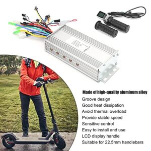 36V/48V 1000W Brushless Motor Controller & Twist Throttle Combo, 124DX LCD Throttle E-Bike Controller Set for Electric Scooter