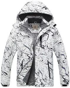 creatmo us men's snowboard jacket snow winter coat raincoat line printed medium