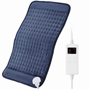 heating pad, toberto electric heating pad for back pain relief muscle cramps ultra soft 12"x24" large heated pad with 6 heat settings 4 timer auto shut off navy blue