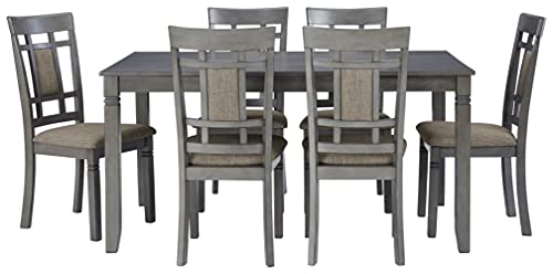 Signature Design by Ashley Jayemyer 7 Piece Dining Room Set, Includes Table and 6 Chairs, Dark Gray