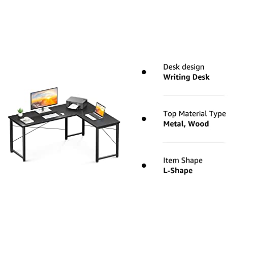 Coleshome 61" L Shaped Desk Computer Desk, L Desk Computer Corner Desk for Home Office Gaming Writing Workstation, Space-Saving, Easy to Assemble