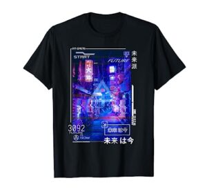 cyberpunk japanese futurism aesthetic vaporwave t-shirt