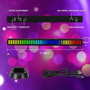 YUZGCZ RGB Rechargeable Sound Control Light,Voice-Activated Pickup Music Rhythm Lights,Creative Colorful LED Ambient Light,with 8 Modes Music Sync 32Bit Audio Spectrum Light for Car,Gaming(2 Packs)