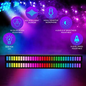 YUZGCZ RGB Rechargeable Sound Control Light,Voice-Activated Pickup Music Rhythm Lights,Creative Colorful LED Ambient Light,with 8 Modes Music Sync 32Bit Audio Spectrum Light for Car,Gaming(2 Packs)