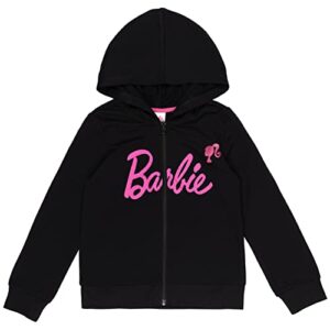 barbie little girls french terry zip-up hoodie black 7-8