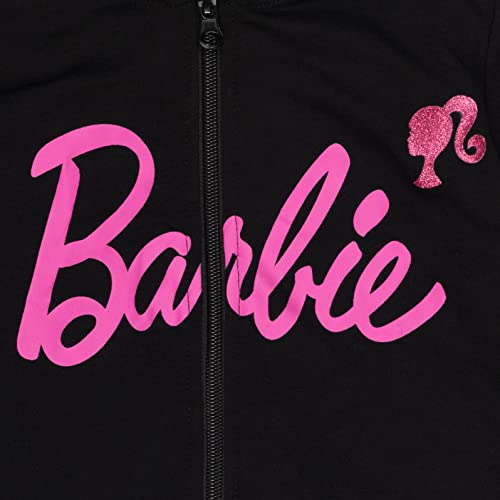 Barbie Little Girls French Terry Zip-Up Hoodie Black 7-8