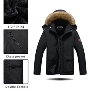 MOERDENG Men's Winter Snow Coat Warm Ski Jacket Waterproof Hooded Work Outerwear