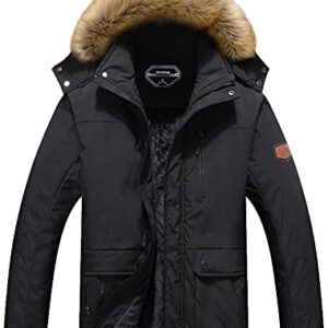 MOERDENG Men's Winter Snow Coat Warm Ski Jacket Waterproof Hooded Work Outerwear