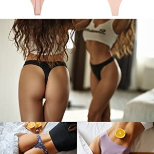 ROSYCORAL 10 Pack Seamless Thongs for Women Breathable Low Rise Panties Invisible Hipster Underwear Thong No Show (M)