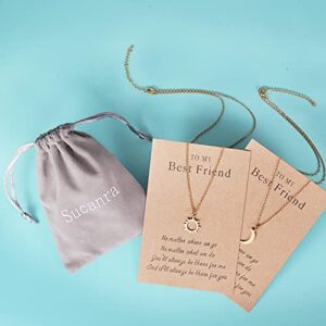 Best Friend Necklace for 2, Sun and Moon Matching Friendship Necklace Jewelry Gifts for BFF Sisters Girls (Gold)