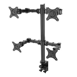 tomyeus monitor mount bracket quad lcd monitor stand, 4 monitor bracket fits heavy duty monitor up to 30inch, full adjustable desk mount holds up to 22 lbs per arm, black monitor mount stand