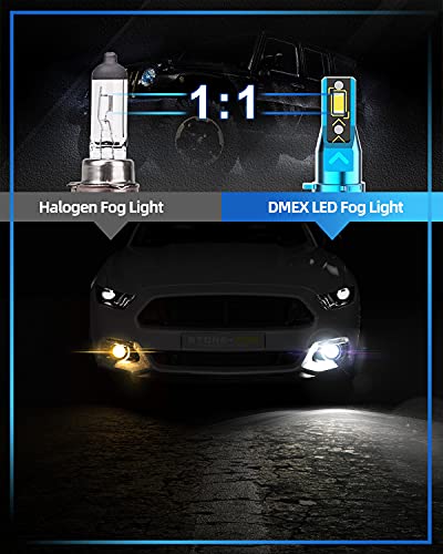 DMEX H11 H8 H16 LED Fog Light Bulbs, 6500K Cool White 5000 Lumens, Non-polarity Fog Light Replacement Bulbs, Pack of 2