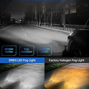 DMEX H11 H8 H16 LED Fog Light Bulbs, 6500K Cool White 5000 Lumens, Non-polarity Fog Light Replacement Bulbs, Pack of 2