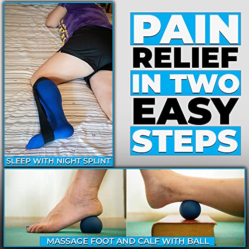 Dr. Moe’s Plantar Fasciitis Pain Relief Kit – Night Splint with Lacrosse Massage Ball Combo. Therapy Ball for Myofascial Release, Trigger Points. Designed by A Physical Therapist. (Large)