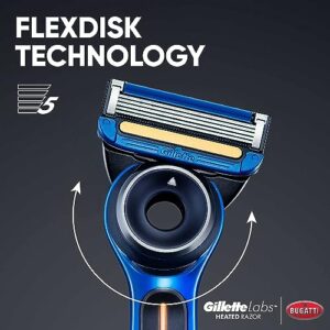 Gillette Heated Razor for Men, Bugatti Limited Edition Shave Kit by GilletteLabs, 1 Handle, 2 Razor Blade Refills, 1 Cleaning Cloth, 1 Charging Dock