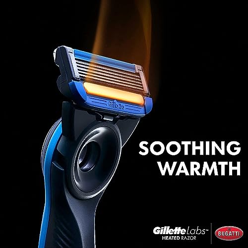 Gillette Heated Razor for Men, Bugatti Limited Edition Shave Kit by GilletteLabs, 1 Handle, 2 Razor Blade Refills, 1 Cleaning Cloth, 1 Charging Dock