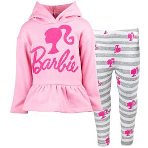 barbie little girls peplum fleece hoodie & peplum leggings pink 7-8