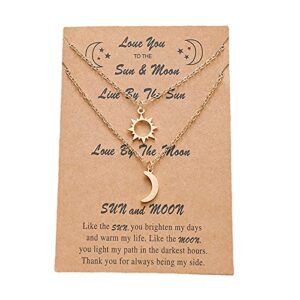 stainless steel charm sun and moon best friend couple necklace distance matching friendship bff jewelry gifts for women men teen (gold)