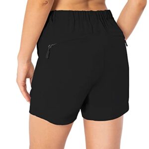 Evioset Womens 5 Inch Hiking Shorts Quick Dry Water Resistant Stretch Athletic Golf Shorts with Zipper Pockets Black S