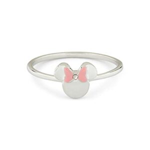 pura vida silver disney minnie mouse delicate ring w/crystal stone - brass base band, rhodium plating - size 7