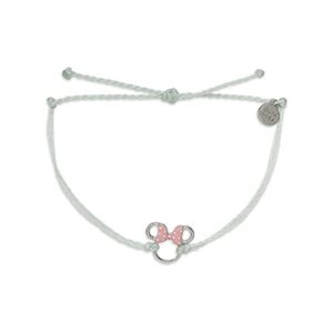 pura vida silver disney minnie mouse bracelet - 100% waterproof, adjustable band, brand charm - winterfresh