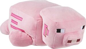 mattel minecraft plush pig 12-inch stuffed animal figure, floppy soft doll inspired by video game character, collectible toy
