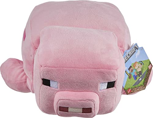 Mattel Minecraft Plush Pig 12-Inch Stuffed Animal Figure, Floppy Soft Doll Inspired by Video Game Character, Collectible Toy