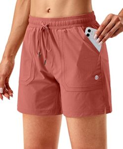 g gradual women's 5" hiking cargo shorts quick dry athletic shorts for women with pockets for golf workout walking(brick red m)