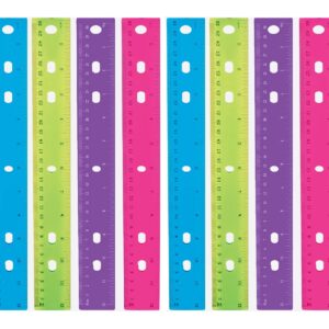 Plastic Rulers 12 Pack , Clear Transparent Rulers 12 Inch, Assorted Colors, Kids Ruler for School, 12inch/30cm with Centimeters and Inches, Standard School Ruler