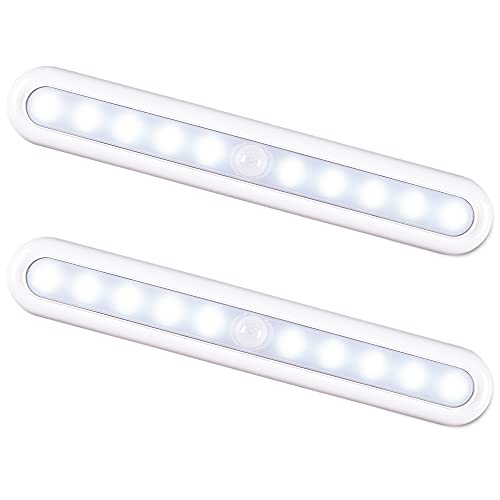 11inch Motion Sensor Light Indoor, STAR-SPANGLED Stick on Lights Battery Powered, Closet Lights Motion Activated Operated, LED Night Stair Lights for Under Cabinet, Hallway, Kitchen(Cool White, 2Pack)