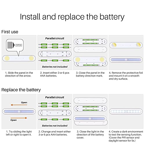 11inch Motion Sensor Light Indoor, STAR-SPANGLED Stick on Lights Battery Powered, Closet Lights Motion Activated Operated, LED Night Stair Lights for Under Cabinet, Hallway, Kitchen(Cool White, 2Pack)