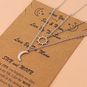 Couple Necklace Moon Sun Stainless Steel Pendant Link Chain Necklace Simple Best Friend Necklace For Women Teen Girls Best Friend Family Jewelry