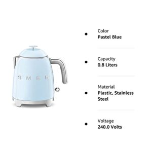 Smeg Pastel Blue 50's Retro Style Electric Mini Kettle