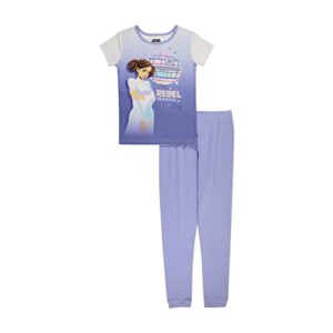 star wars girls' princess leia 2-piece snug-fit cotton pajamas set, rebel princess, 8