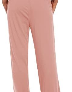 UEU Women's Casual Loose Wide Leg Cozy Pants Yoga Sweatpants Comfy High Waisted Sports Athletic Lounge Pants with Pockets (Dusty Pink, Small)